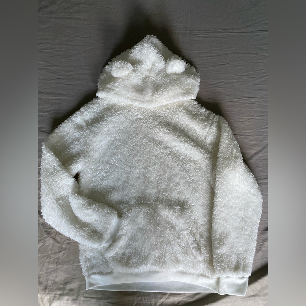 White fuzzy Target Wondershop sweatshirt